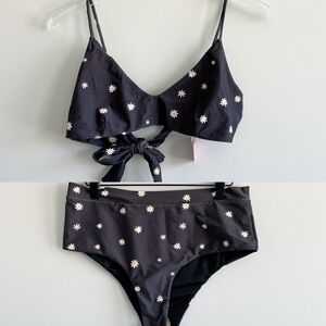 Ban Do x Citrine Daisy Print Bikini Swimsuit Dark Gray Size XXL